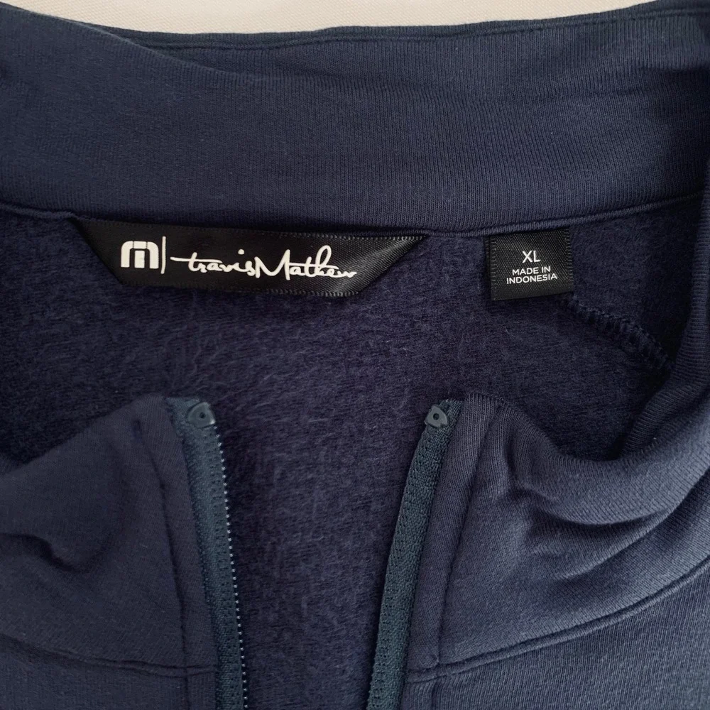 Travis Mathew Cloud Quarter Zip 2.0 Men XL Navy Blue Fleece Pullover Golf Sporty
